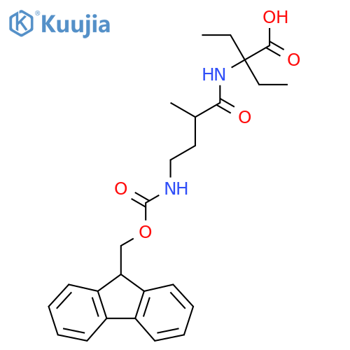 2-ethyl-2-4-({(9H-fluoren-9-yl)methoxycarbonyl}amino)-2-methylbutanamidobutanoic acid structure
