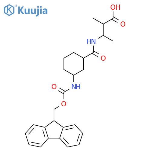 3-{3-({(9H-fluoren-9-yl)methoxycarbonyl}amino)cyclohexylformamido}-2-methylbutanoic acid structure