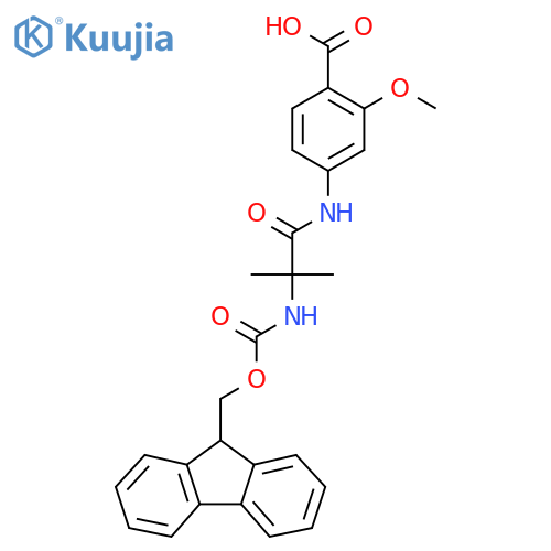 4-2-({(9H-fluoren-9-yl)methoxycarbonyl}amino)-2-methylpropanamido-2-methoxybenzoic acid structure