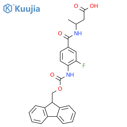 3-{4-({(9H-fluoren-9-yl)methoxycarbonyl}amino)-3-fluorophenylformamido}butanoic acid structure