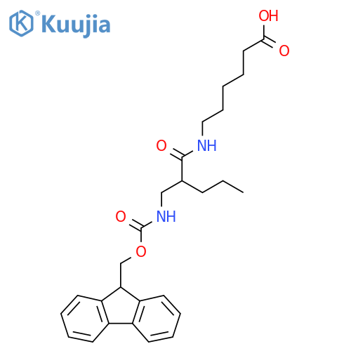 6-{2-({(9H-fluoren-9-yl)methoxycarbonyl}amino)methylpentanamido}hexanoic acid structure