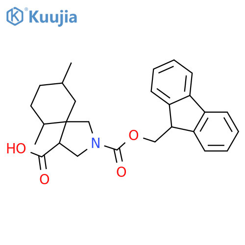 2-{(9H-fluoren-9-yl)methoxycarbonyl}-6,9-dimethyl-2-azaspiro4.5decane-4-carboxylic acid structure