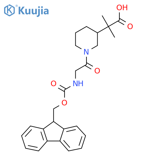 2-{1-2-({(9H-fluoren-9-yl)methoxycarbonyl}amino)acetylpiperidin-3-yl}-2-methylpropanoic acid structure