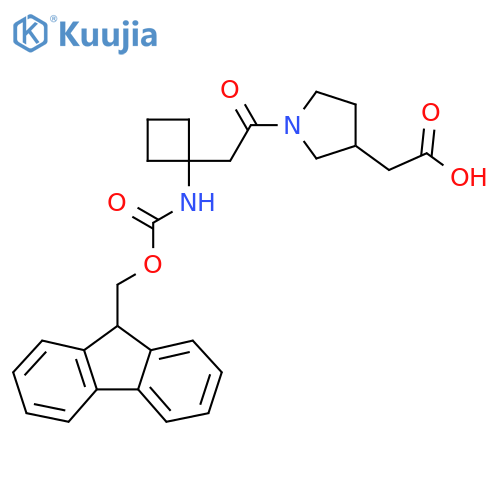 2-(1-{2-1-({(9H-fluoren-9-yl)methoxycarbonyl}amino)cyclobutylacetyl}pyrrolidin-3-yl)acetic acid structure