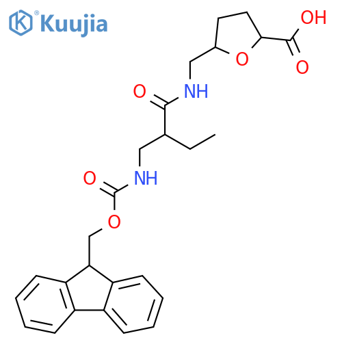 5-({2-({(9H-fluoren-9-yl)methoxycarbonyl}amino)methylbutanamido}methyl)oxolane-2-carboxylic acid structure