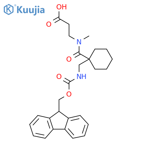 3-(1-{1-({(9H-fluoren-9-yl)methoxycarbonyl}amino)methylcyclohexyl}-N-methylformamido)propanoic acid structure
