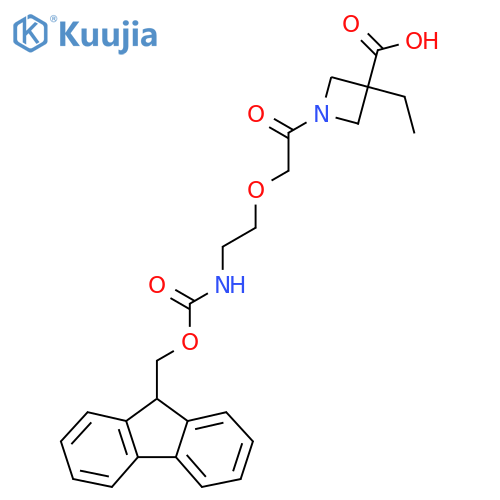3-ethyl-1-{2-2-({(9H-fluoren-9-yl)methoxycarbonyl}amino)ethoxyacetyl}azetidine-3-carboxylic acid structure