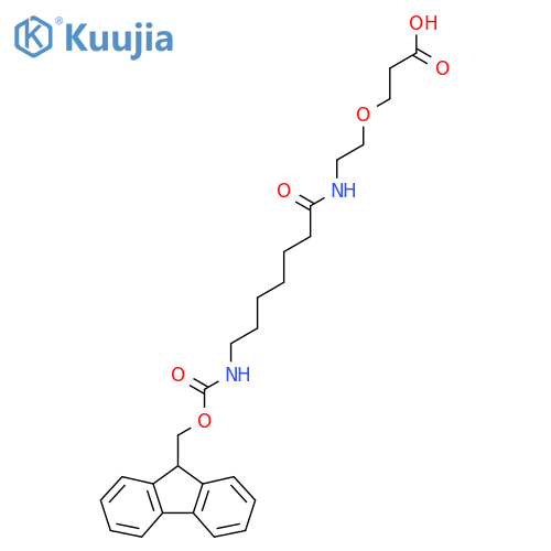 3-{2-7-({(9H-fluoren-9-yl)methoxycarbonyl}amino)heptanamidoethoxy}propanoic acid structure