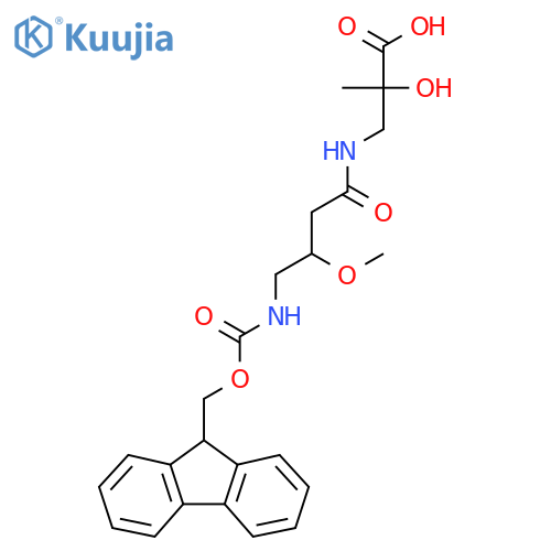 3-4-({(9H-fluoren-9-yl)methoxycarbonyl}amino)-3-methoxybutanamido-2-hydroxy-2-methylpropanoic acid structure