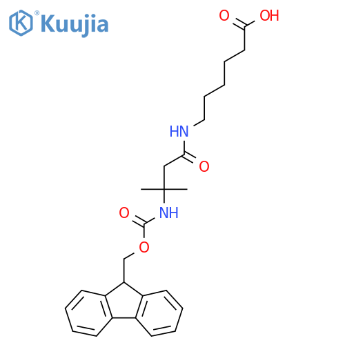 6-3-({(9H-fluoren-9-yl)methoxycarbonyl}amino)-3-methylbutanamidohexanoic acid structure