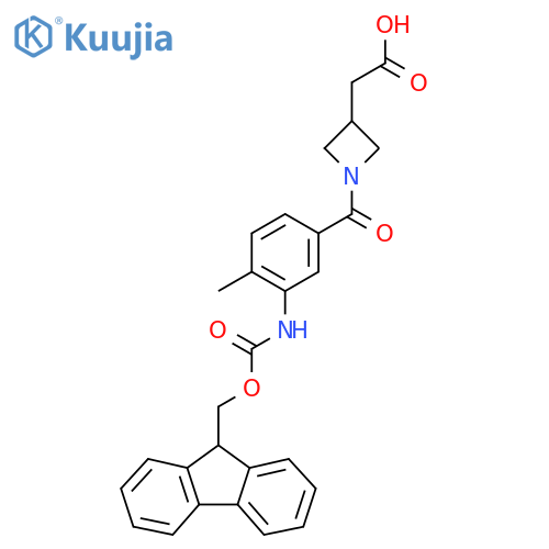 2-{1-3-({(9H-fluoren-9-yl)methoxycarbonyl}amino)-4-methylbenzoylazetidin-3-yl}acetic acid structure