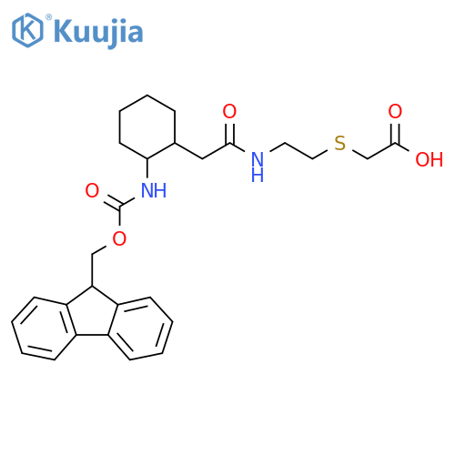 2-(2-{2-2-({(9H-fluoren-9-yl)methoxycarbonyl}amino)cyclohexylacetamido}ethyl)sulfanylacetic acid structure