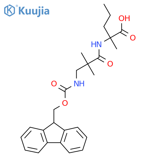 2-3-({(9H-fluoren-9-yl)methoxycarbonyl}amino)-2,2-dimethylpropanamido-2-methylpentanoic acid structure