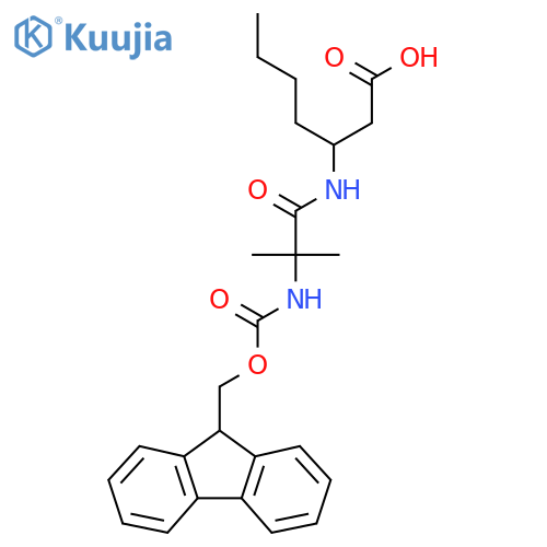 3-2-({(9H-fluoren-9-yl)methoxycarbonyl}amino)-2-methylpropanamidoheptanoic acid structure