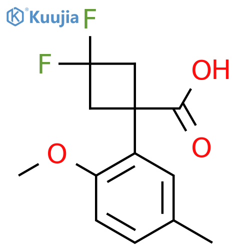 3,3-difluoro-1-(2-methoxy-5-methylphenyl)cyclobutane-1-carboxylic acid structure