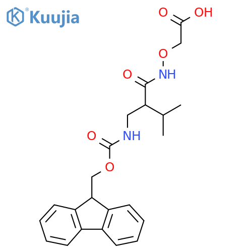 2-({2-({(9H-fluoren-9-yl)methoxycarbonyl}amino)methyl-3-methylbutanamido}oxy)acetic acid structure