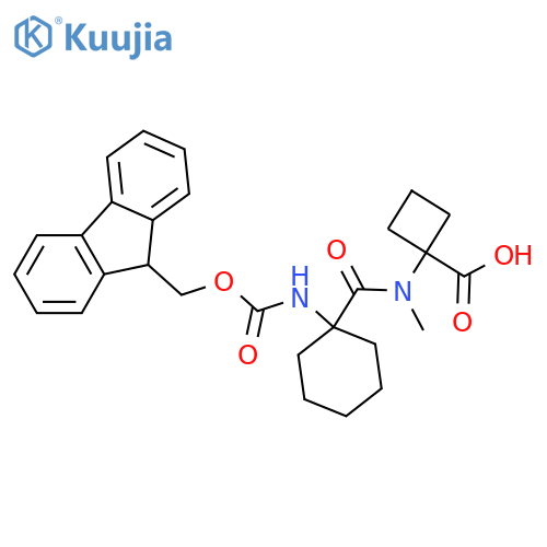 1-N-methyl1-({(9H-fluoren-9-yl)methoxycarbonyl}amino)cyclohexaneamidocyclobutane-1-carboxylic acid structure