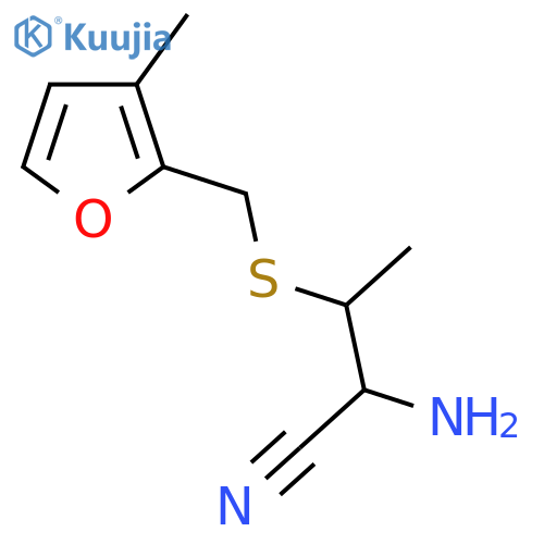 2-amino-3-{(3-methylfuran-2-yl)methylsulfanyl}butanenitrile structure
