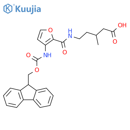 5-{3-({(9H-fluoren-9-yl)methoxycarbonyl}amino)furan-2-ylformamido}-3-methylpentanoic acid structure