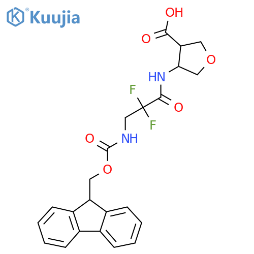 4-3-({(9H-fluoren-9-yl)methoxycarbonyl}amino)-2,2-difluoropropanamidooxolane-3-carboxylic acid structure
