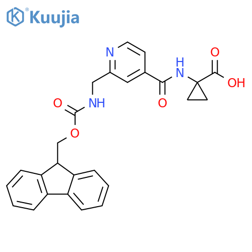1-{2-({(9H-fluoren-9-yl)methoxycarbonyl}amino)methylpyridine-4-amido}cyclopropane-1-carboxylic acid structure
