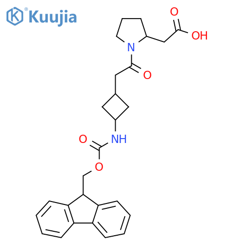 2-(1-{2-3-({(9H-fluoren-9-yl)methoxycarbonyl}amino)cyclobutylacetyl}pyrrolidin-2-yl)acetic acid structure