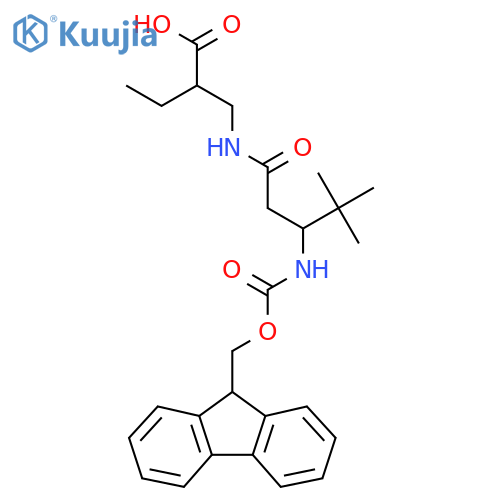 2-{3-({(9H-fluoren-9-yl)methoxycarbonyl}amino)-4,4-dimethylpentanamidomethyl}butanoic acid structure