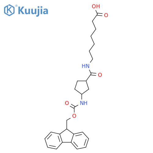 7-{3-({(9H-fluoren-9-yl)methoxycarbonyl}amino)cyclopentylformamido}heptanoic acid structure