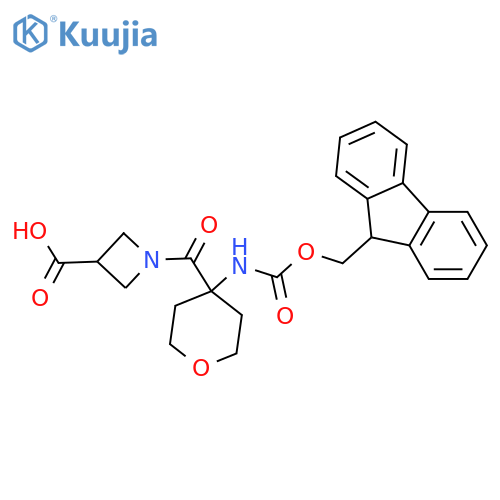 1-4-({(9H-fluoren-9-yl)methoxycarbonyl}amino)oxane-4-carbonylazetidine-3-carboxylic acid structure