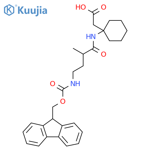 2-{1-4-({(9H-fluoren-9-yl)methoxycarbonyl}amino)-2-methylbutanamidocyclohexyl}acetic acid structure