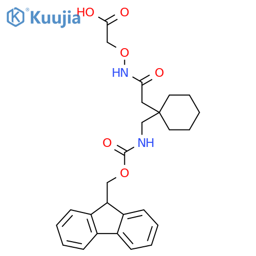 2-(2-{1-({(9H-fluoren-9-yl)methoxycarbonyl}amino)methylcyclohexyl}acetamido)oxyacetic acid structure