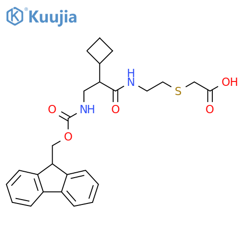 2-({2-2-cyclobutyl-3-({(9H-fluoren-9-yl)methoxycarbonyl}amino)propanamidoethyl}sulfanyl)acetic acid structure