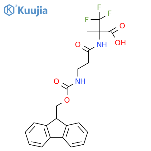 2-3-({(9H-fluoren-9-yl)methoxycarbonyl}amino)propanamido-3,3,3-trifluoro-2-methylpropanoic acid structure