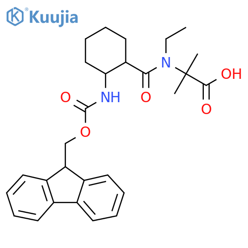 2-{N-ethyl-1-2-({(9H-fluoren-9-yl)methoxycarbonyl}amino)cyclohexylformamido}-2-methylpropanoic acid structure