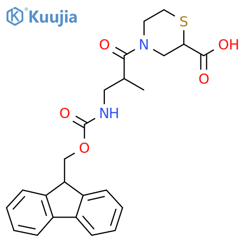 4-3-({(9H-fluoren-9-yl)methoxycarbonyl}amino)-2-methylpropanoylthiomorpholine-2-carboxylic acid structure