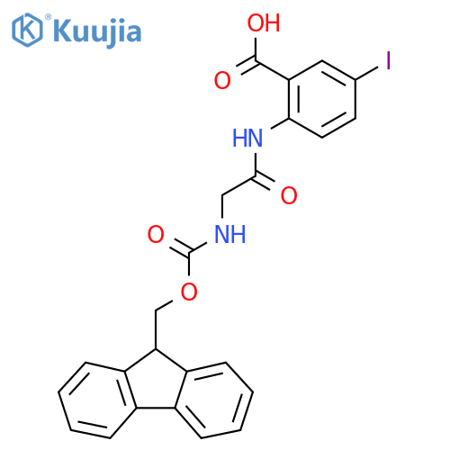 2-2-({(9H-fluoren-9-yl)methoxycarbonyl}amino)acetamido-5-iodobenzoic acid structure
