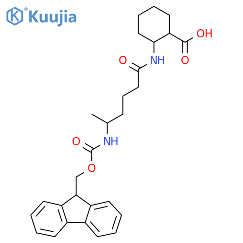 2-5-({(9H-fluoren-9-yl)methoxycarbonyl}amino)hexanamidocyclohexane-1-carboxylic acid structure