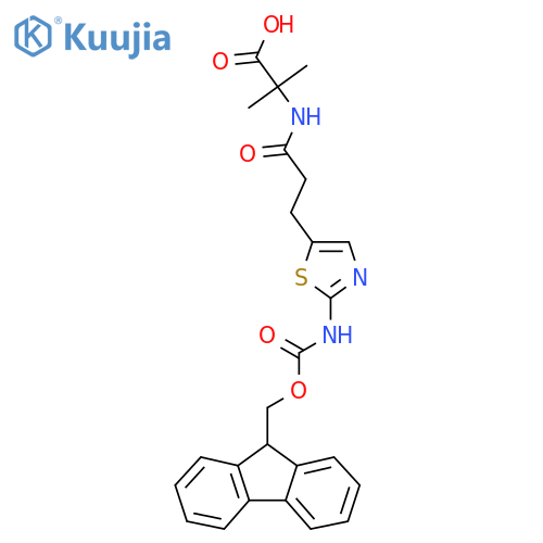 2-{3-2-({(9H-fluoren-9-yl)methoxycarbonyl}amino)-1,3-thiazol-5-ylpropanamido}-2-methylpropanoic acid structure