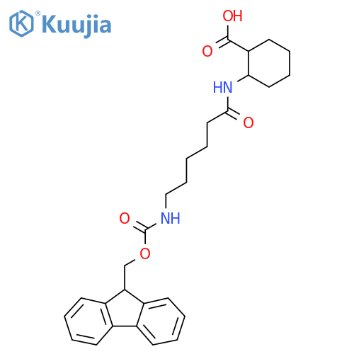 2-6-({(9H-fluoren-9-yl)methoxycarbonyl}amino)hexanamidocyclohexane-1-carboxylic acid structure