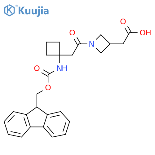 2-(1-{2-1-({(9H-fluoren-9-yl)methoxycarbonyl}amino)cyclobutylacetyl}azetidin-3-yl)acetic acid structure