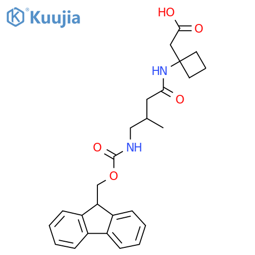 2-{1-4-({(9H-fluoren-9-yl)methoxycarbonyl}amino)-3-methylbutanamidocyclobutyl}acetic acid structure