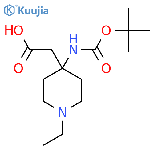 2-(4-{(tert-butoxy)carbonylamino}-1-ethylpiperidin-4-yl)acetic acid structure