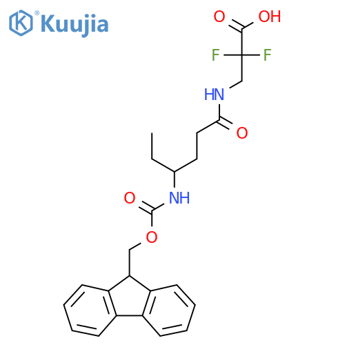 3-4-({(9H-fluoren-9-yl)methoxycarbonyl}amino)hexanamido-2,2-difluoropropanoic acid structure