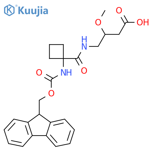 4-{1-({(9H-fluoren-9-yl)methoxycarbonyl}amino)cyclobutylformamido}-3-methoxybutanoic acid structure