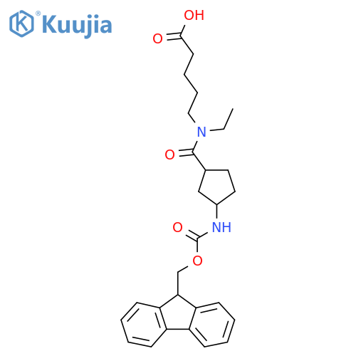 5-{N-ethyl-1-3-({(9H-fluoren-9-yl)methoxycarbonyl}amino)cyclopentylformamido}pentanoic acid structure