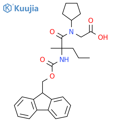 2-N-cyclopentyl-2-({(9H-fluoren-9-yl)methoxycarbonyl}amino)-2-methylpentanamidoacetic acid structure