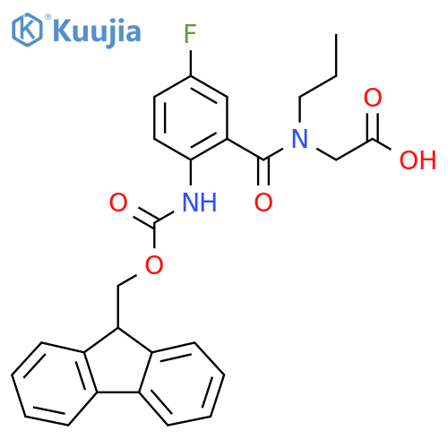 2-{1-2-({(9H-fluoren-9-yl)methoxycarbonyl}amino)-5-fluorophenyl-N-propylformamido}acetic acid structure