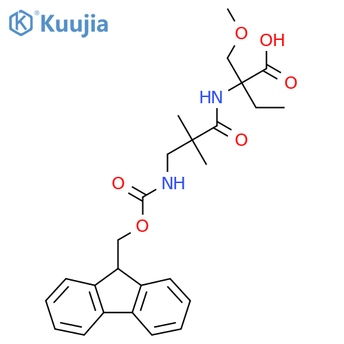 2-3-({(9H-fluoren-9-yl)methoxycarbonyl}amino)-2,2-dimethylpropanamido-2-(methoxymethyl)butanoic acid structure