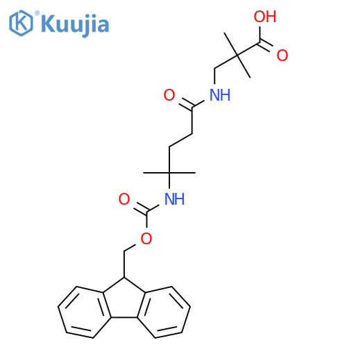 3-4-({(9H-fluoren-9-yl)methoxycarbonyl}amino)-4-methylpentanamido-2,2-dimethylpropanoic acid structure