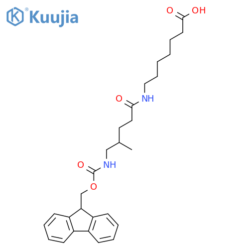 7-5-({(9H-fluoren-9-yl)methoxycarbonyl}amino)-4-methylpentanamidoheptanoic acid structure